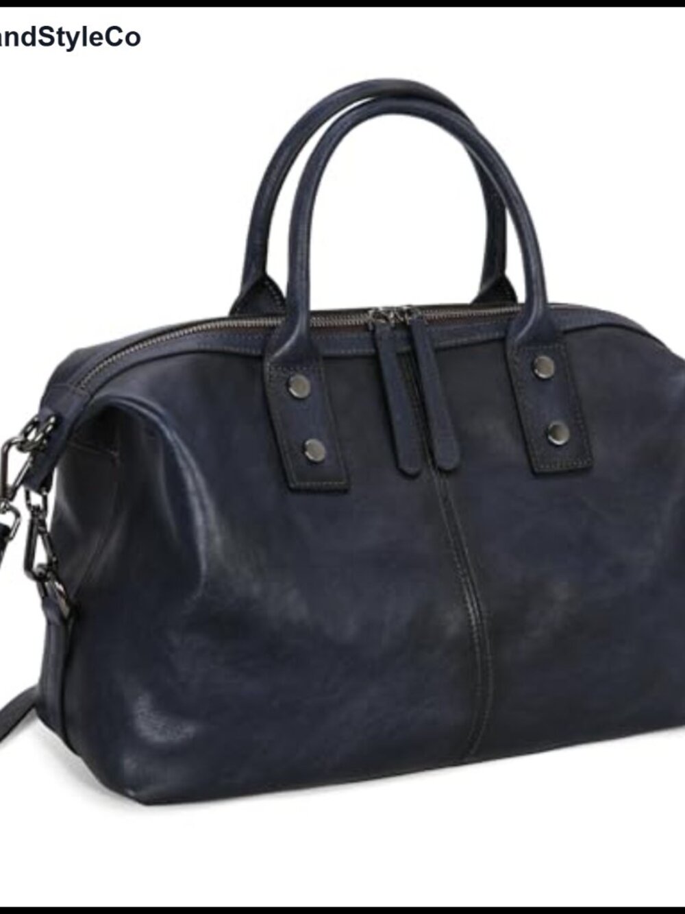 Genuine Leather Vintage Satchel Handbag with Adjustable Shoulder Strap